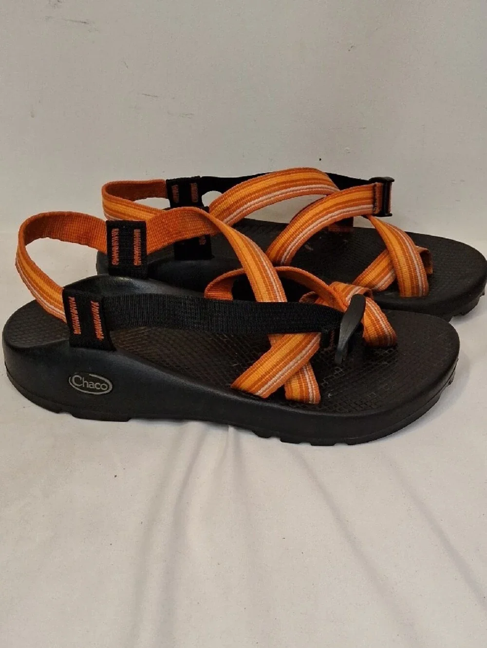 Chaco Men's Black w/ Orange Striped Adjustable Straps Z/Cloud Sandals